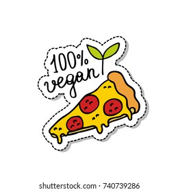 vegan pizza doodle icon