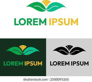 Vegan pizza and fast food concept logo design, eps vector. Editable latest food monogram design in green and cheese color