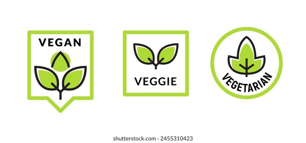 Vegan plant icon logo. Vegetarian plant symbol nature badge bio product eco label icon