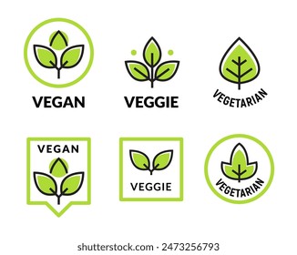 Vegan plant icon logo. Vegetarian plant symbol nature badge bio product eco label icon