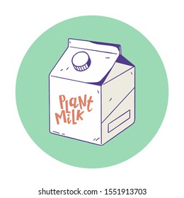 Vegan plant milk. Healthy alternative to dairy. Hand drawn vector image.