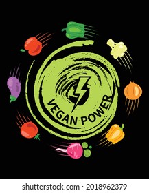 Vegan Power For Tshirt, Mug or Any POD Item Design