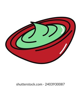 Vegan product of food colorful set. Presentation of the creative side of vegan cuisine through this eye-catching illustration of wasabi sauce. Vector illustration.