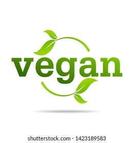 Vegan product icon design symbol. Green leaves in heart shape sign. Vector illustration