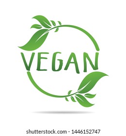 Vegan product icon design symbol. Green leaves in heart shape sign. Vector illustration
