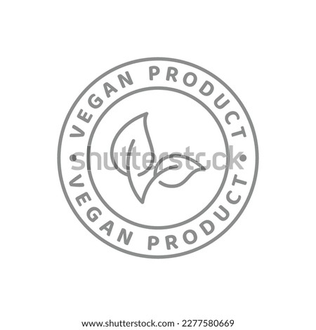 Vegan product line vector label. Packaging symbol for food or cosmetics.
