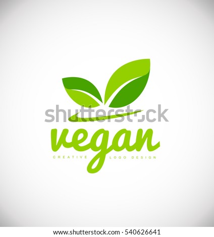 Vegan product vector logo icon sign design template