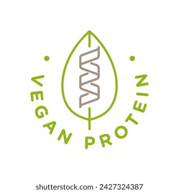 Vegan protein food product icon logo badge symbol. Muscle gain diet plan for fitness vector.