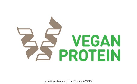 Vegan protein food product icon logo badge symbol. Muscle gain diet plan for fitness vector.