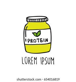 vegan protein powder (sport food nutrition) doodle icon