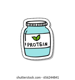 Vegan Protein Powder (sport Food Nutrition) Doodle Icon, Sticker