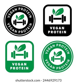 Vegan Protein - Vector stickers for protein powder packaging.