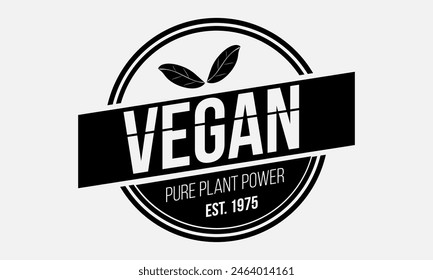 Vegan pure plant power logo design concept vector