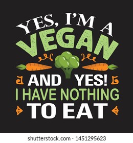 Vegan quote and saying. Yes I am a vegan and yes I have nothing to eat