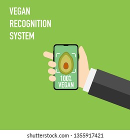 vegan recognition system application for smart phone vector
