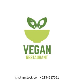 Vegan Restaurant logo vector on white background