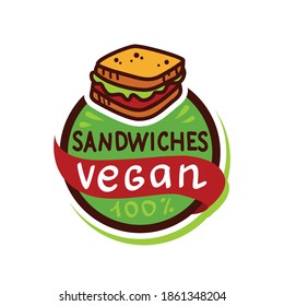 Menú de emoticones con el logotipo del sándwich vegan. Ilustración vectorial aislada en fondo blanco.