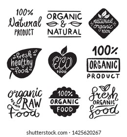 Vegan Set Collection of Label Badges for organic, natural, bio and eco friendly products isoated on background - Vector EPS