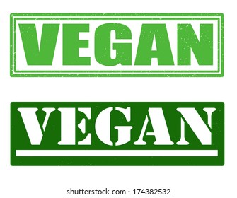 Vegan set of grunge stamps, vector illustration