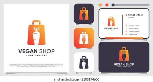 Logo de la tienda vegana con concepto de elemento creativo Vector Premium