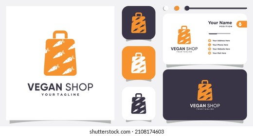 Vegan shop logo with creative element concept Premium Vector