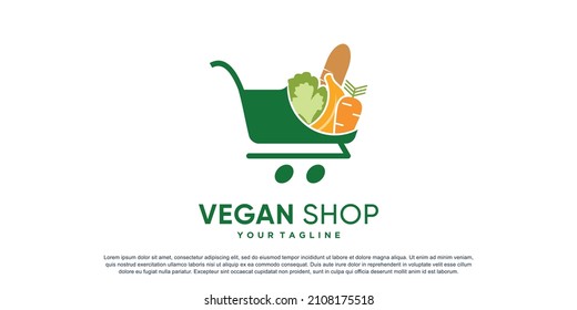 Logo de la tienda vegana con concepto de elemento creativo Vector Premium