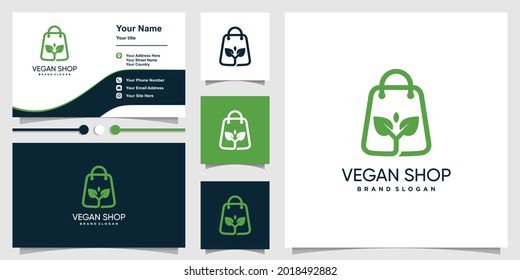 Logo de la tienda vegan con el estilo creativo y moderno del Vector Premium