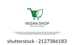 Vegan shop logo with modern concept for business Premium Vector