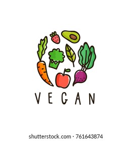 Vegan sign. Hand drawn vector illustration