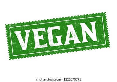Vegan sign or stamp on white background, vector illustration
