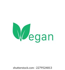 Vegan sign vector. Vegan label with leaves.