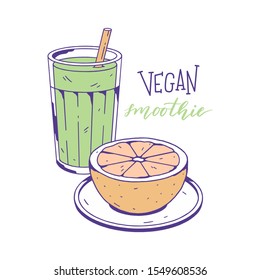 Vegan smoothie. Vector image isolated on a white background.