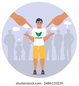 Vegan social pressure and discrimination vector illustration