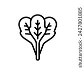 Vegan Spinach Outline Icon Vector Illustration