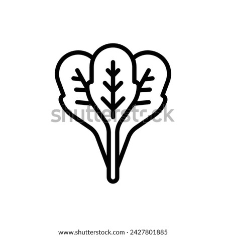 Vegan Spinach Outline Icon Vector Illustration