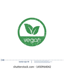 plantilla de logotipo vectorial de icono de sello vegano