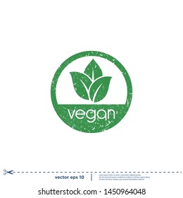 vegan stamp icon vector logo template