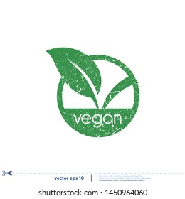 vegan stamp icon vector logo template