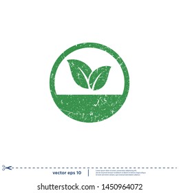 vegan stamp icon vector logo template