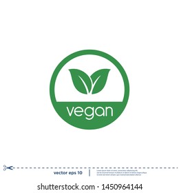 Vegan Stamp Icon Vector Logo Template