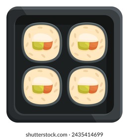 Vegan sushi box icon cartoon vector. Street asian food. Fast courier delivery