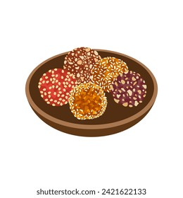 Vegan sweet bites vector illustration. Healthy snack.