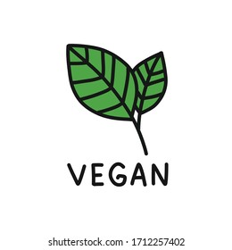 vegan symbol doodle icon, vector illustration