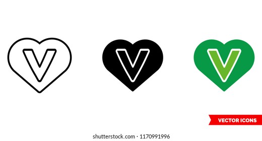 Vegan symbol icon of 3 types: color, black and white, outline. Isolated vector sign symbol.