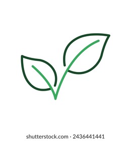 vegan symbol icon with checkmark and leaves, vector thin line illustration for plant based lifestyle, cruelty free choices, and environmental sustainability