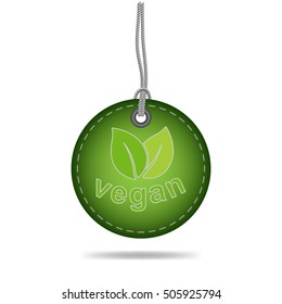 Vegan tag label with string, vector design