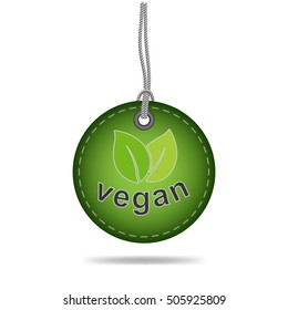 Vegan tag label with string, vector design