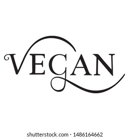 Vegan text with hand drawn lettering isolated on white background  for World environment day or for World Vegan Day. Ecology theme. Poster, card, label, banner design. Vector. EPS 10