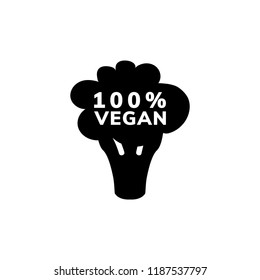 Vegan typography in a broccoli vector