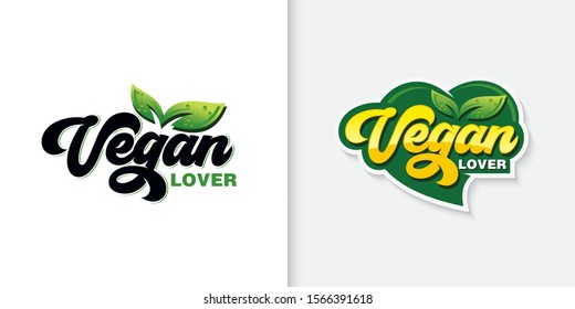 Vegan Typography Logo Collection Premium Vector